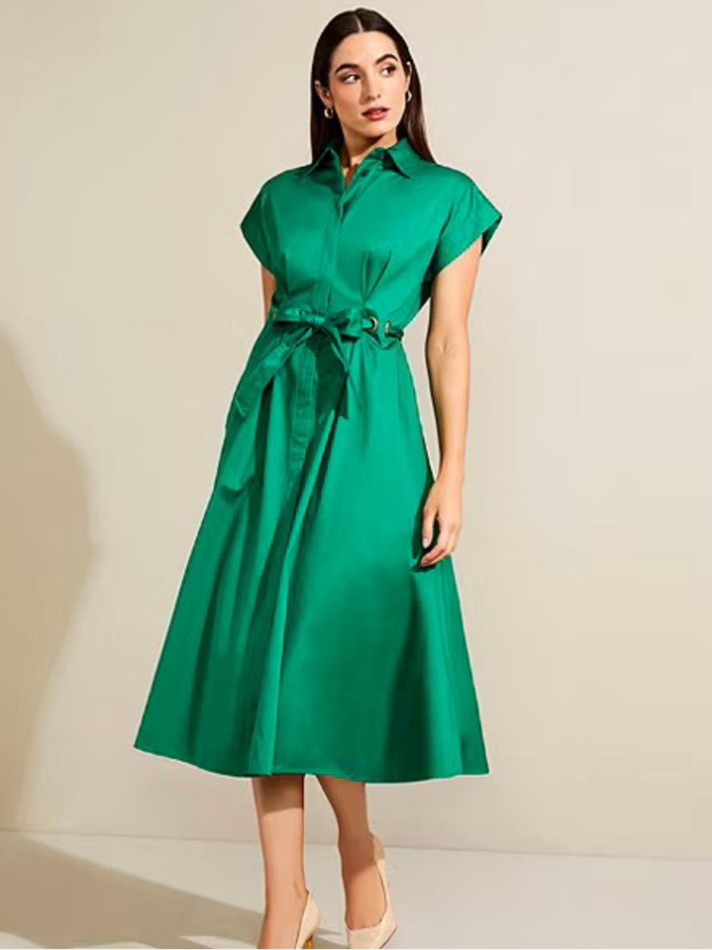 Donna Karan Shirtwaist Midi Dress with Tie Waist - Picture 8 of 10